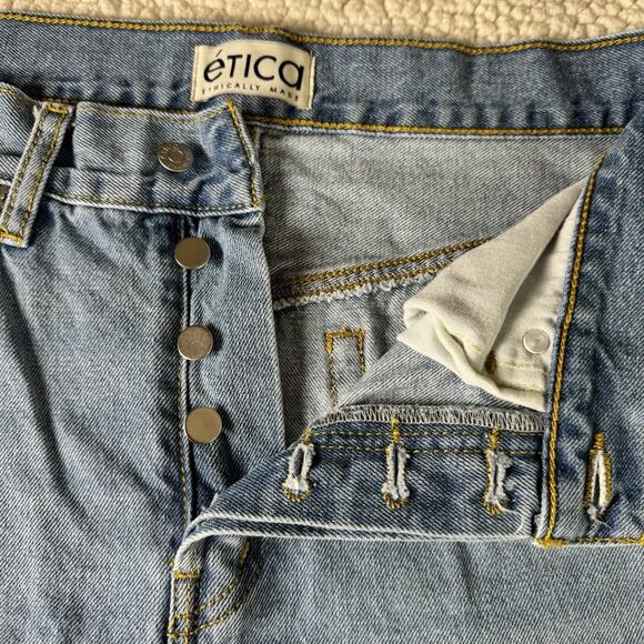 ETICA High Rise Straight Jeans LightWash Raw Cuff Size27 Cotton100% Minimalist - Picture 7 of 11